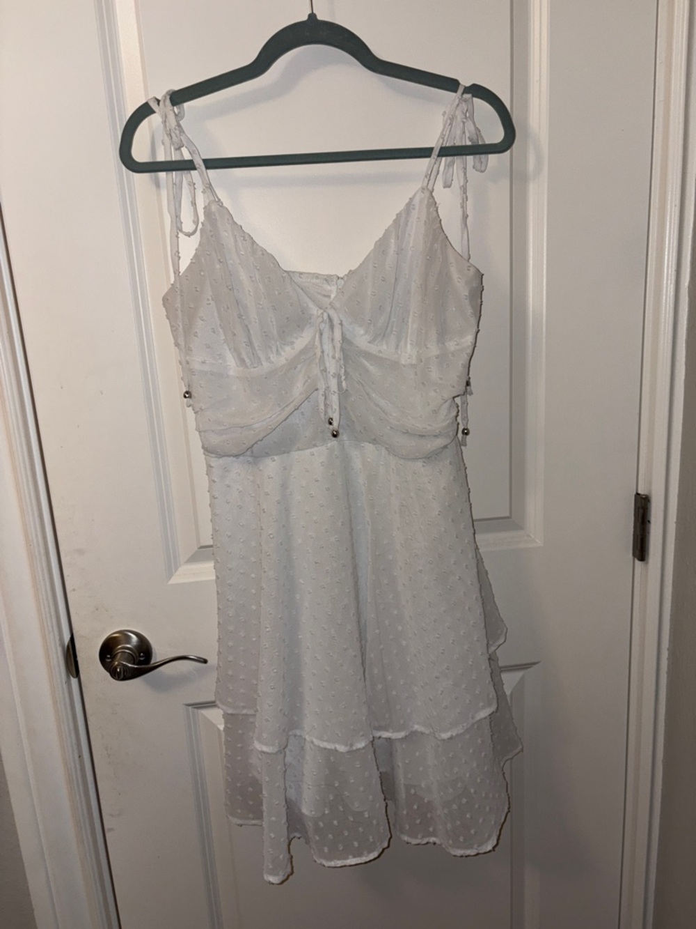 White Spotted Chiffon Tiered Sundress